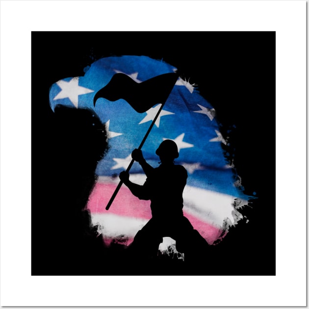 Eagle American Flag with Veterans Day Gift Idea Wall Art by WPKs Design & Co